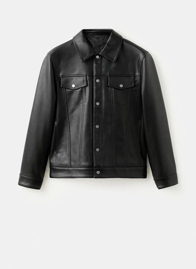 Mango Man  Faux-leather jacket with pockets for Men | Best Price UAE